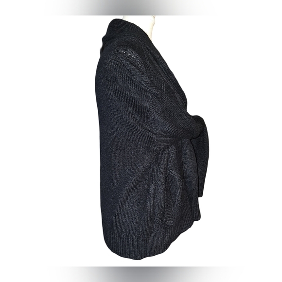 Pilcro Anthropologie Womens Black Shawl Cable-knit Button Cardigan Size Small - Picture 6 of 16